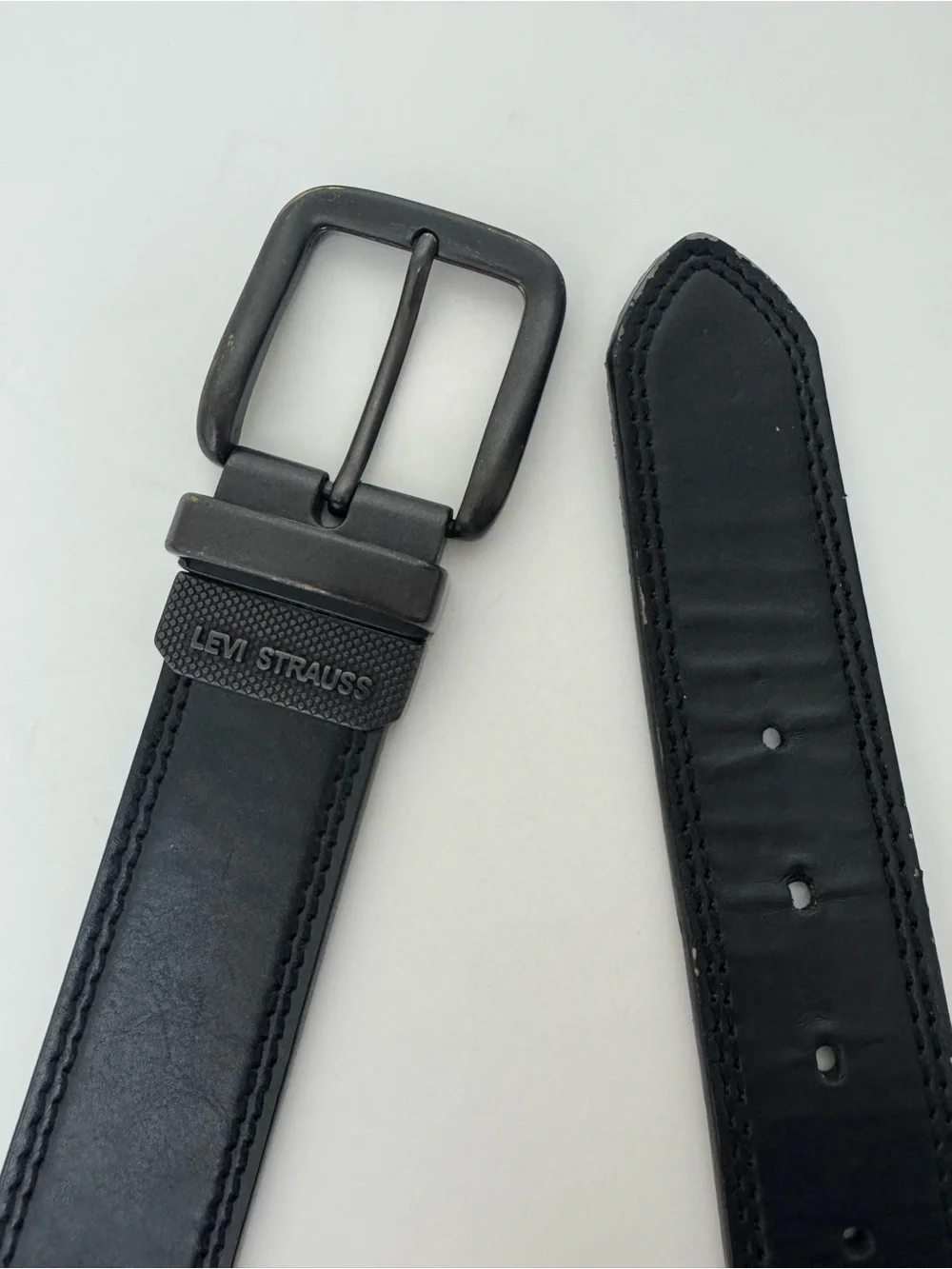 Levi’s Reversible Genuine Leather Belt Black Brown Silver Buckle Size 38/95